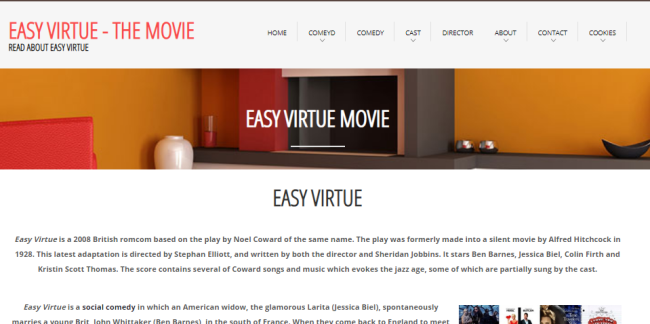 History Of Easy Virtue Movie Easyvirtuethemovie Co Uk Domain Images, Photos, Reviews