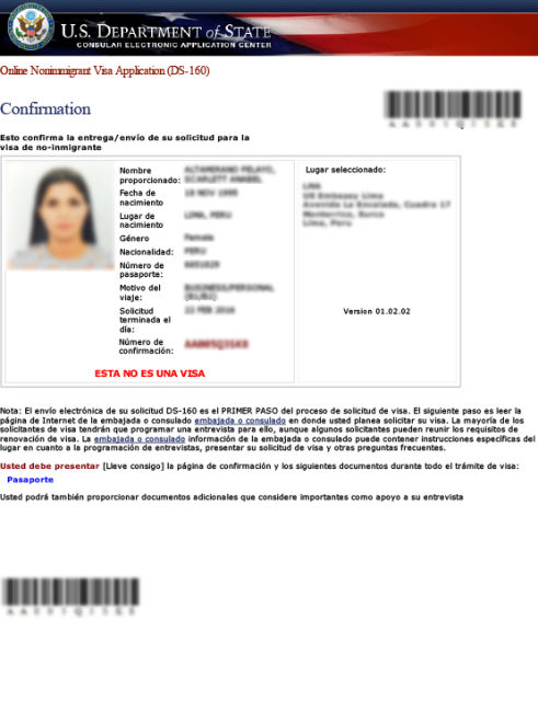 Online nonimmigrant visa application (ds160)