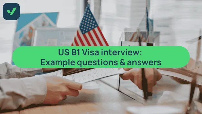 US B1 business visa interview questions with example answers cover image